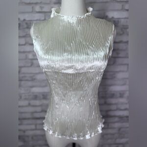 Sash Strapless Pleated Lightweight Ivory Satin Top